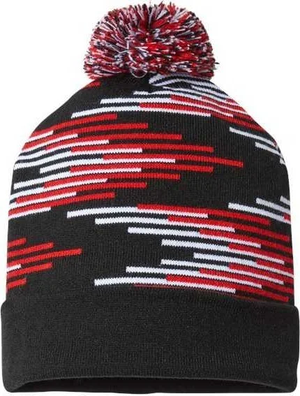 Cap America RKB12 USA-Made Bar Beanie - Black True Red White