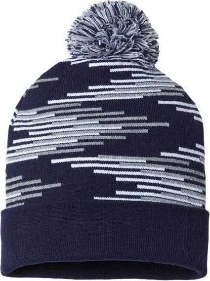 Cap America RKB12 USA-Made Bar Beanie - True Navy Heather White