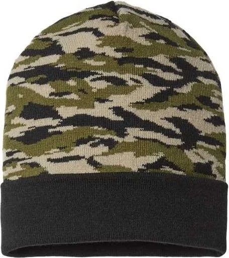 Cap America RKC12 USA-Made Camo Cuffed Beanie - Vintage Tiger Camo