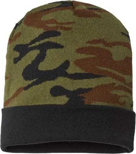 Cap America RKC12 USA-Made Camo Cuffed Beanie - Woodland Camo