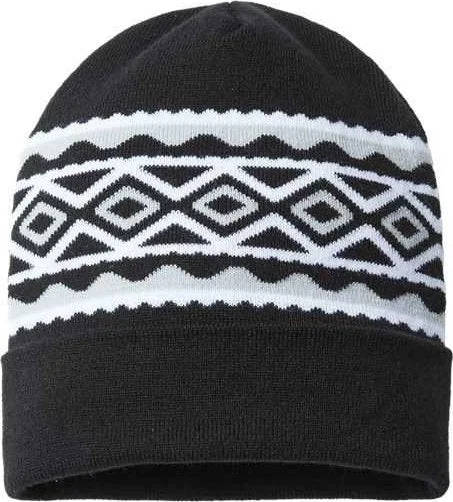 Cap America RKD12 USA- Made Diamond Cuffed Beanie - Black Silver