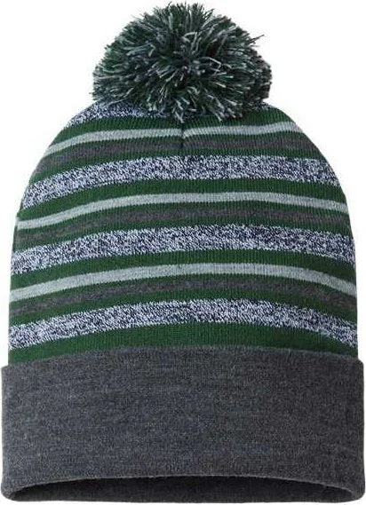 Cap America RKL12 USA-Made Striped Beanie - Forest Green