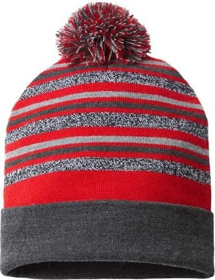 Cap America RKL12 USA-Made Striped Beanie - True Red