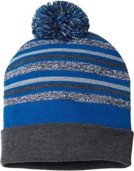 Cap America RKL12 USA-Made Striped Beanie - True Royal