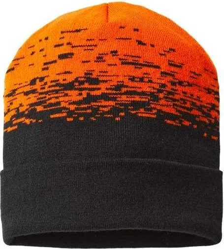 Cap America RKS12 USA-Made Static Cuffed Beanie - Black Deep Orange