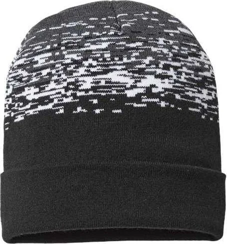 Cap America RKS12 USA-Made Static Cuffed Beanie - Black White Dark Heather