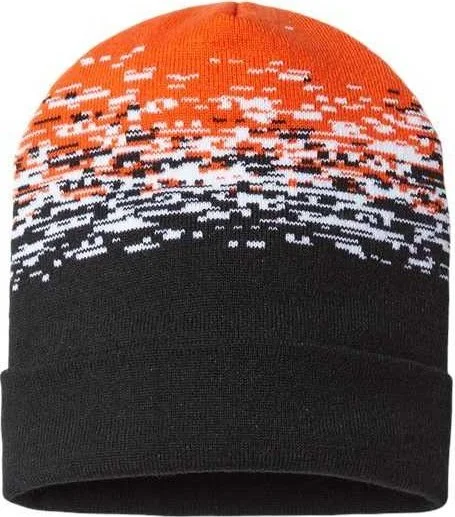 Cap America RKS12 USA-Made Static Cuffed Beanie - Black White Deep Orange