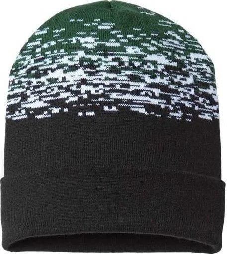 Cap America RKS12 USA-Made Static Cuffed Beanie - Black White Forest