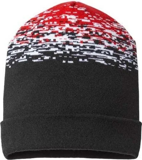 Cap America RKS12 USA-Made Static Cuffed Beanie - Black White Red