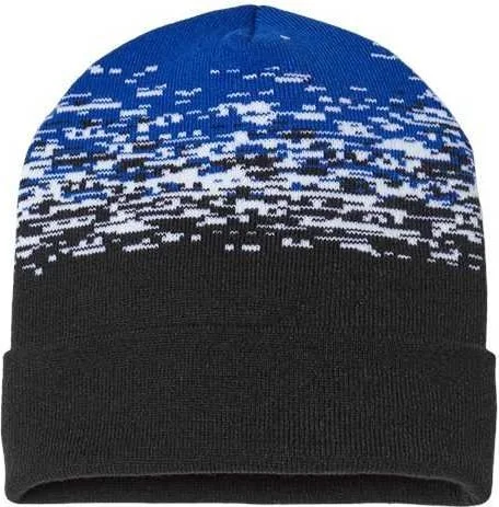 Cap America RKS12 USA-Made Static Cuffed Beanie - Black White Royal