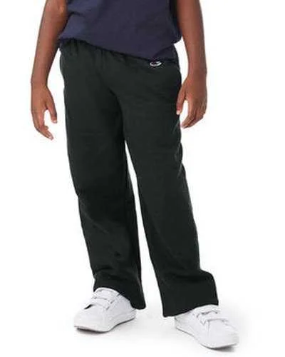 Champion P890 Youth Powerblend Open-Bottom Fleece Pant with Pockets - Black