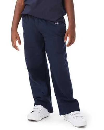 Champion P890 Youth Powerblend Open-Bottom Fleece Pant with Pockets - Navy