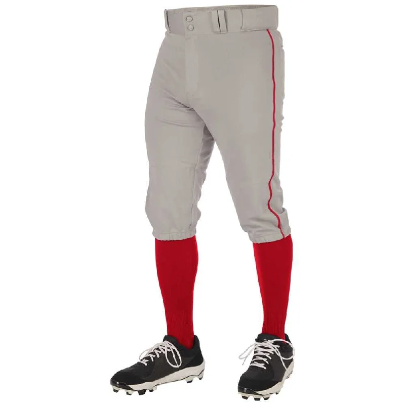 Champro BP70 Triple Crown 2.0 Men's and Youth Knicker Pant With Braid - Gray Scarlet