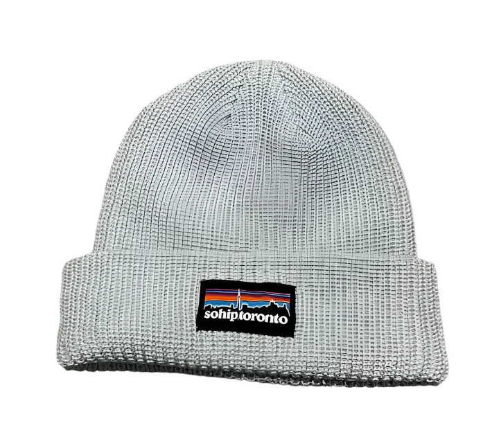 Cityscape Ribbed Beanie | Grey