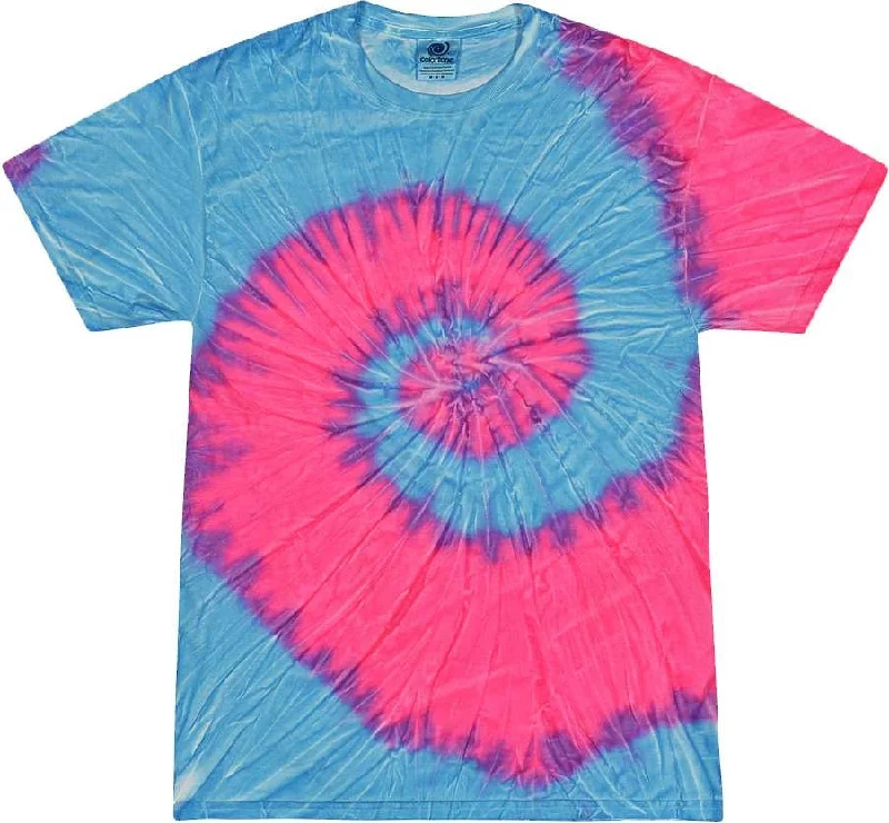 Colortone 1000 Multi-Color Tie-Dyed T-Shirt - Flo Blue/ Pink