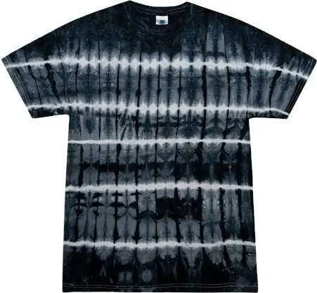 Colortone 1000Y Youth Multi-Color Tie-Dyed T-Shirt - Black Shibori