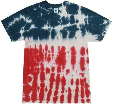 Colortone 1000Y Youth Multi-Color Tie-Dyed T-Shirt - Flag