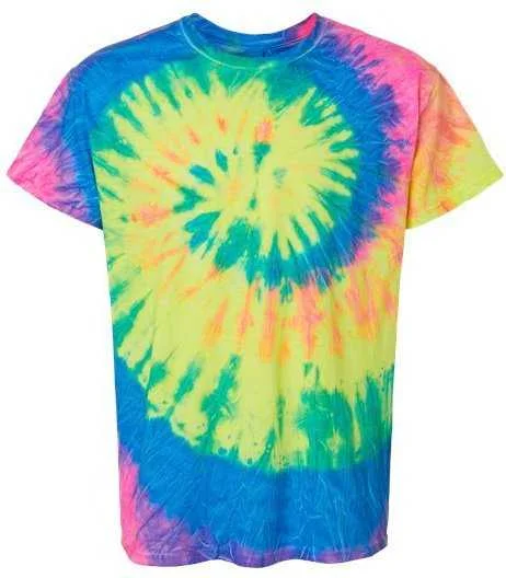 Colortone 1000Y Youth Multi-Color Tie-Dyed T-Shirt - Neon Rainbow