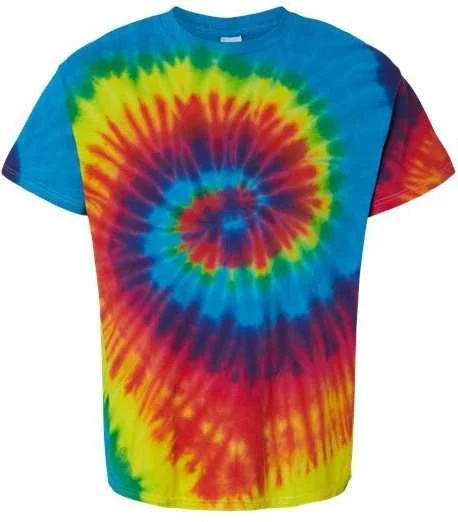 Colortone 1000Y Youth Multi-Color Tie-Dyed T-Shirt - Reactive Rainbow