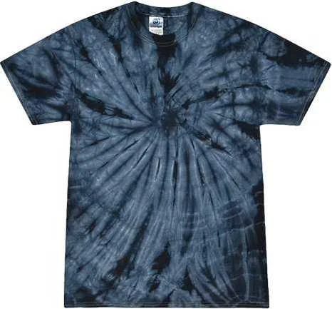 Colortone 1000Y Youth Multi-Color Tie-Dyed T-Shirt - Spider Navy