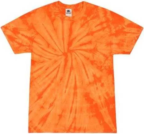 Colortone 1000Y Youth Multi-Color Tie-Dyed T-Shirt - Spider Orange