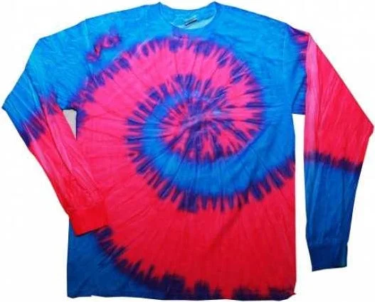 Colortone 2000 Tie-Dyed Long Sleeve T-Shirt - Flo Blue/ Pink