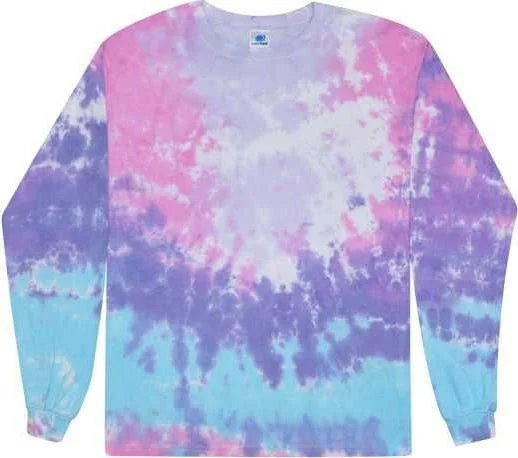 Colortone 2000Y Youth Tie-Dyed Long Sleeve T-Shirt - Cotton Candy