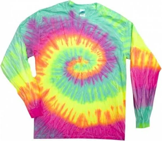 Colortone 2000Y Youth Tie-Dyed Long Sleeve T-Shirt - Minty Rainbow