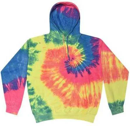 Colortone 8777 Tie-Dyed Hooded Sweatshirt - Neon Rainbow