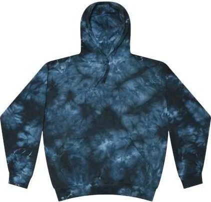 Colortone 8790Y Youth Crystal Tie-Dyed Hooded Sweatshirt - Crystal Navy