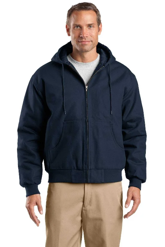 CornerStone TLJ763H Tall Duck Cloth Hooded Work Jacket - Navy