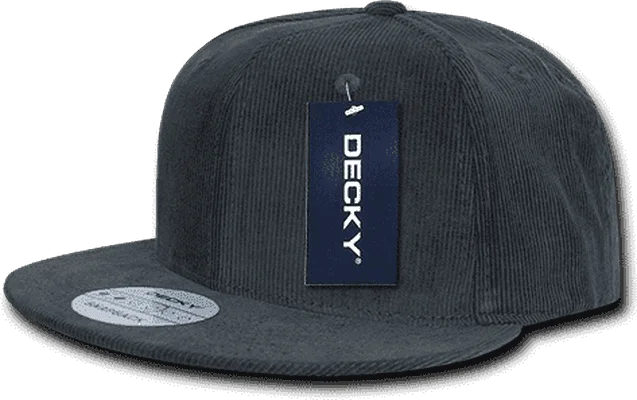 Decky 1076 Corduroy Snapback Cap - Charcoal