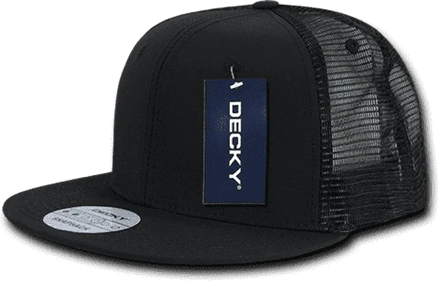 Decky 241 Ripstop Flat Bill Trucker Cap - Black