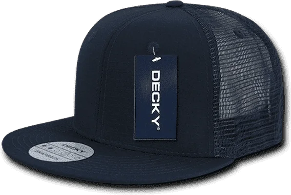 Decky 241 Ripstop Flat Bill Trucker Cap - Navy