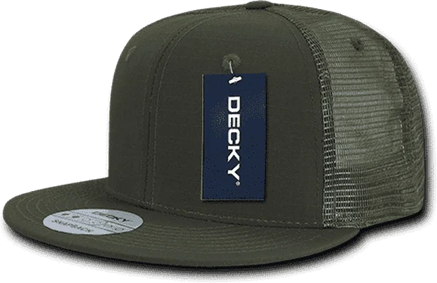 Decky 241 Ripstop Flat Bill Trucker Cap - Olive Drab