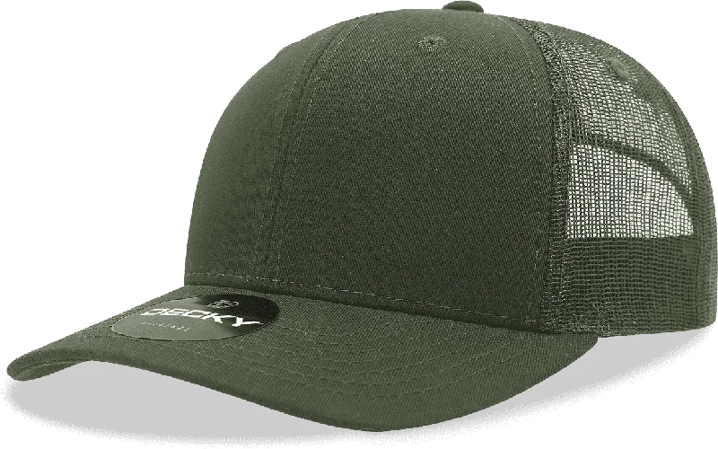 Decky 6021 Mid Profile 6 Panel Poly Cotton Trucker Cap - Olive