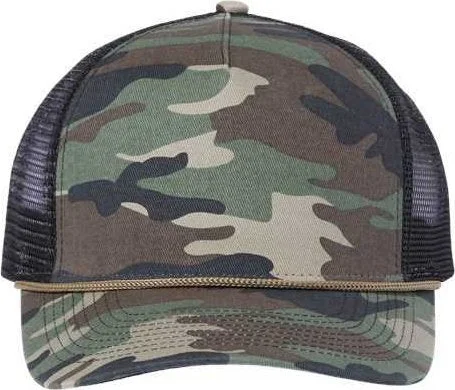 Dri Duck 3012 Retro Rope Cap - Camo Black Khaki