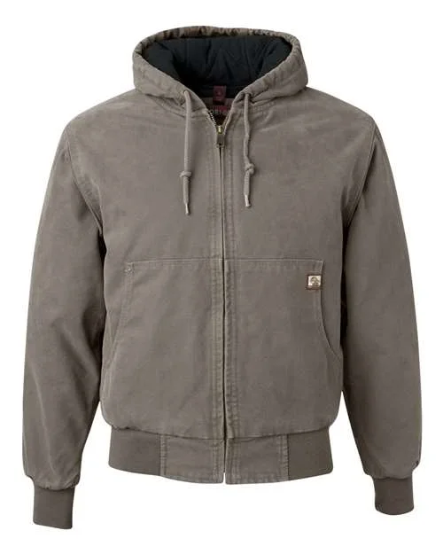 Dri Duck 5020T Cheyenne Boulder Cloth Hooded Jacket with Tricot Quilt Lining Tall Sizes - Gravel