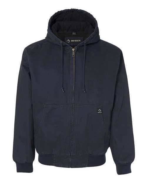 Dri Duck 5020T Cheyenne Boulder Cloth Hooded Jacket with Tricot Quilt Lining Tall Sizes - Navy