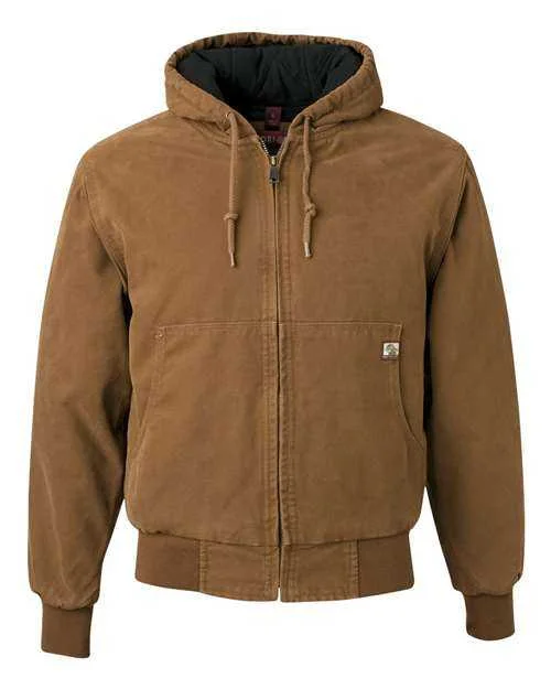 Dri Duck 5020T Cheyenne Boulder Cloth Hooded Jacket with Tricot Quilt Lining Tall Sizes - Saddle