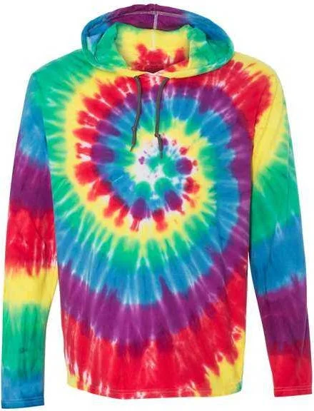 Dyenomite 430VR Tie-Dyed Hooded Pullover T-Shirt - Classic Rainbow Spiral