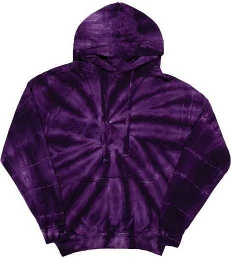 Dyenomite 854CY Cyclone Hooded Tie-Dyed Sweatshirt - Purple