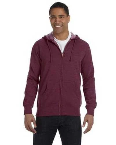 Econscious EC5680 Men's Organic Recycled Heathered Full-Zip Hooded Sweatshirt - Berry