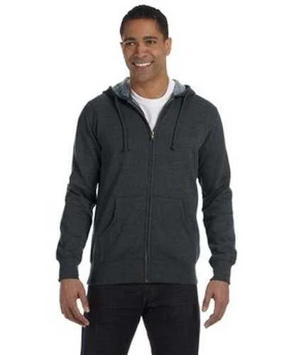 Econscious EC5680 Men's Organic Recycled Heathered Full-Zip Hooded Sweatshirt - Charcoal