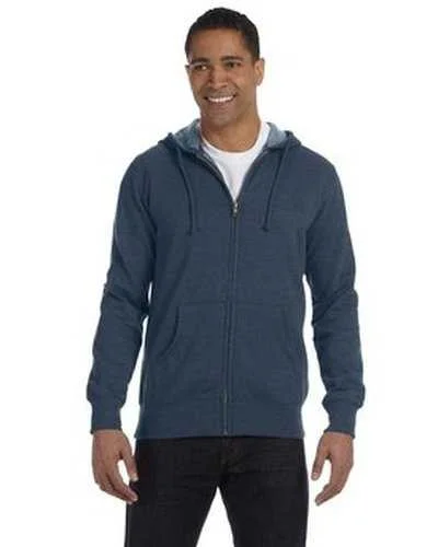 Econscious EC5680 Men's Organic Recycled Heathered Full-Zip Hooded Sweatshirt - Water