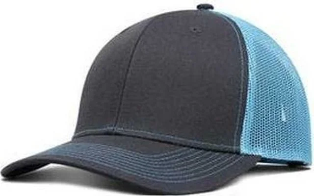 Fahrenheit F210 Pro Style Trucker Cap - Gray Neon Blue