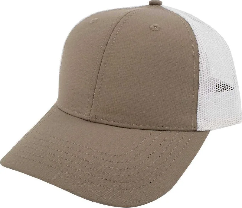 Fahrenheit F374 Peral Nylon Performance Trucker Cap - Khaki White