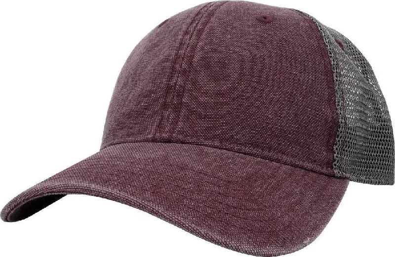 Fahrenheit F606 Vintage Washed Canvas Super Super Soft Cap - Burgundy Gray