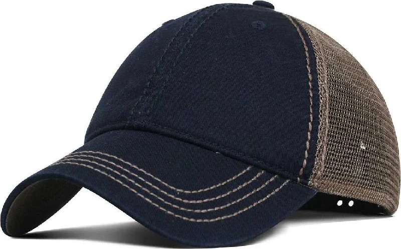 Fahrenheit F787 Garment Washed Cotton Mesh Back Cap - Navy Olive