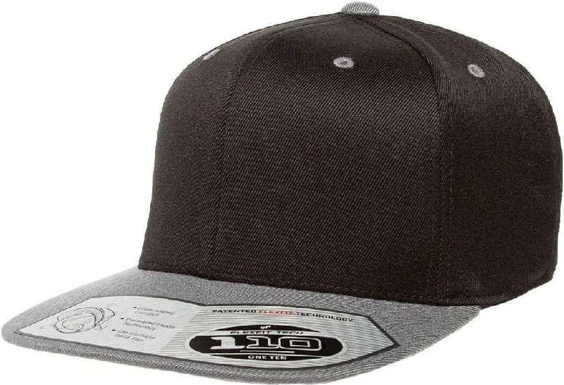 Flexfit 110 Flat Bill Snapback Cap - Black Gray